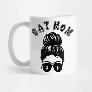 Cat Mom Messy Bun and Aviator Sunglasses Graphic design Mug